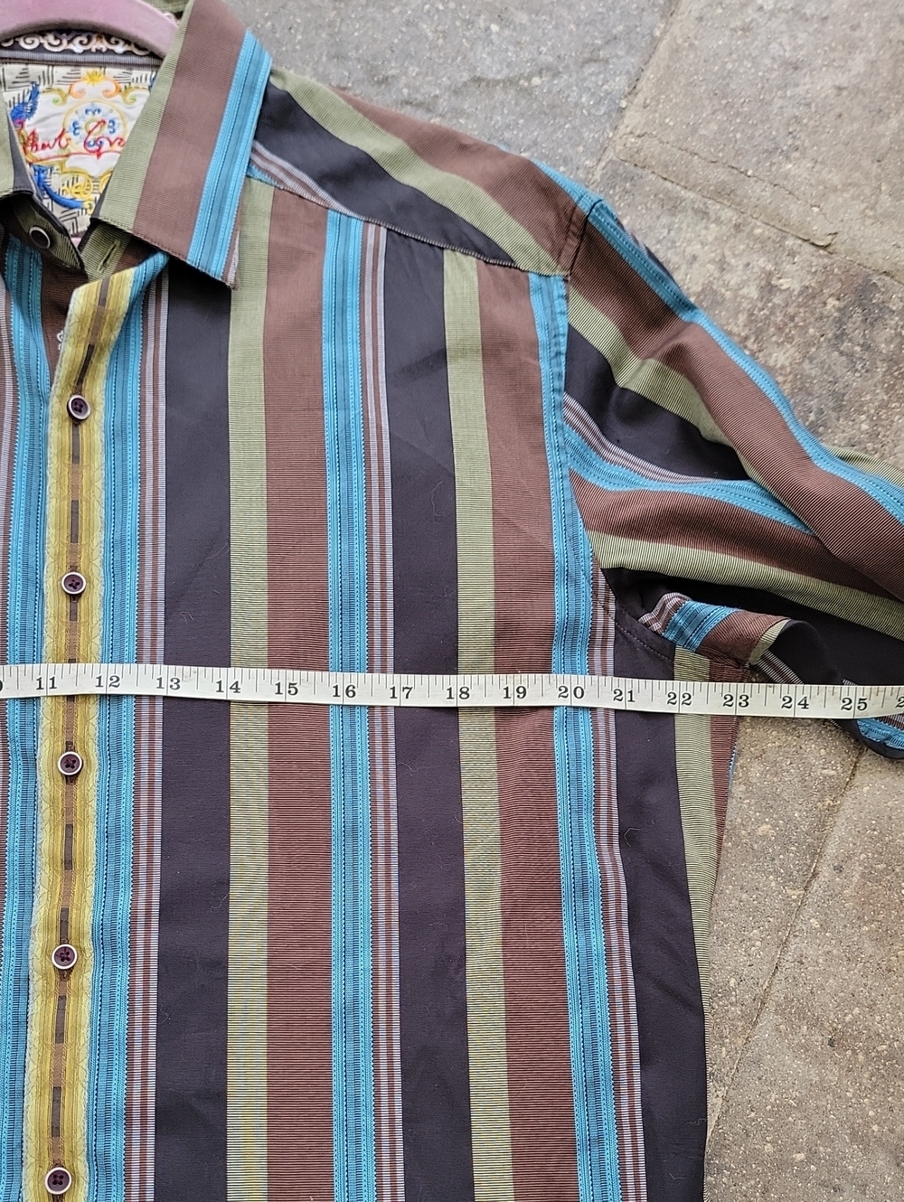 Robert Graham Striped Button-Down Shirt Cotton & Silk Sz L - Picture 6 of 12
